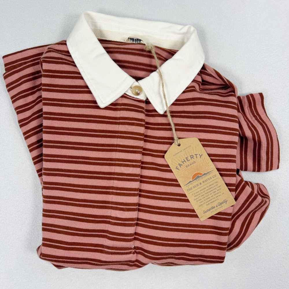 Faherty Hometown Rugby Shirt Size XL Womens Dusty Rose NEW - Picture 8 of 8